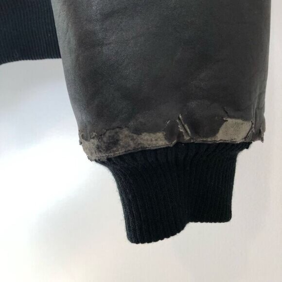 Destroyed Vintage 80s Pierre Cardin Men's Size 42 Leather Bomber Jacket Grunge - Picture 12 of 16